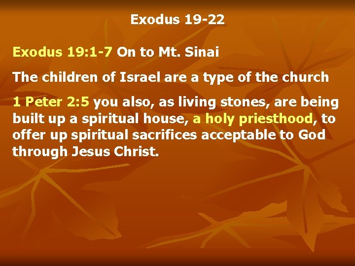 Exodus 19 -22 Exodus 19: 1 -7 On to Mt. Sinai The children of