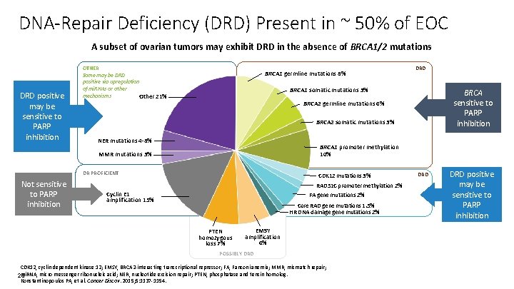 DNA-Repair Deficiency (DRD) Present in ~ 50% of EOC A subset of ovarian tumors