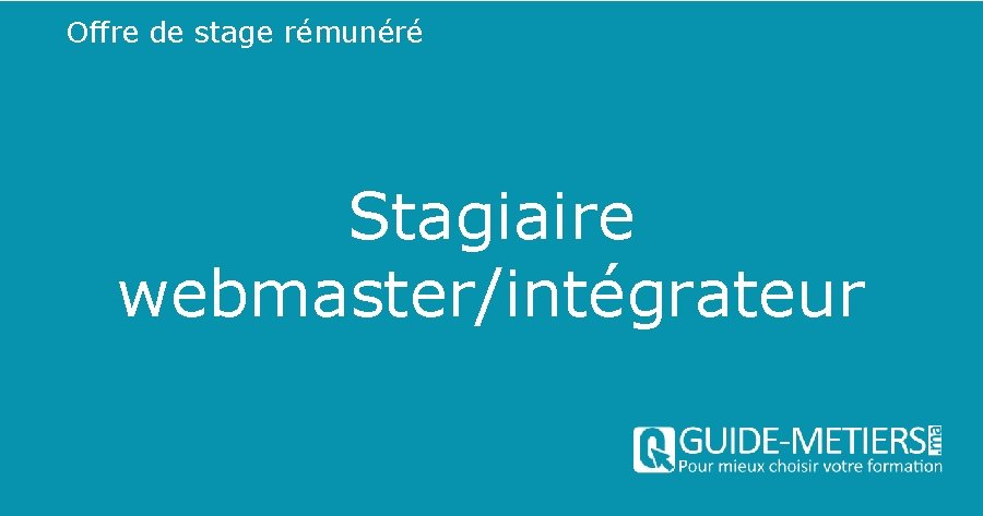 Offre de stage rémunéré Stagiaire webmaster/intégrateur 