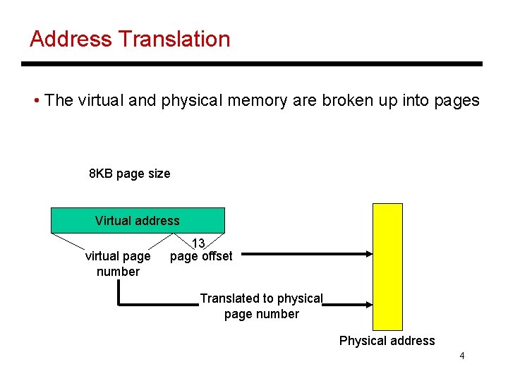 Address Translation • The virtual and physical memory are broken up into pages 8