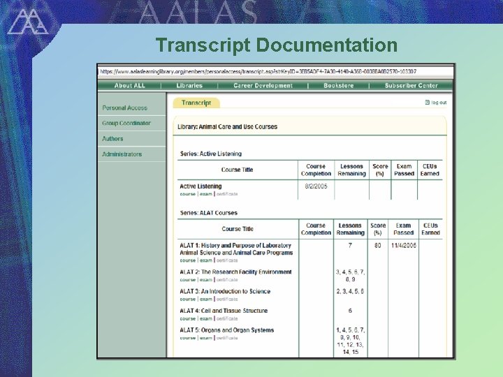 Transcript Documentation 