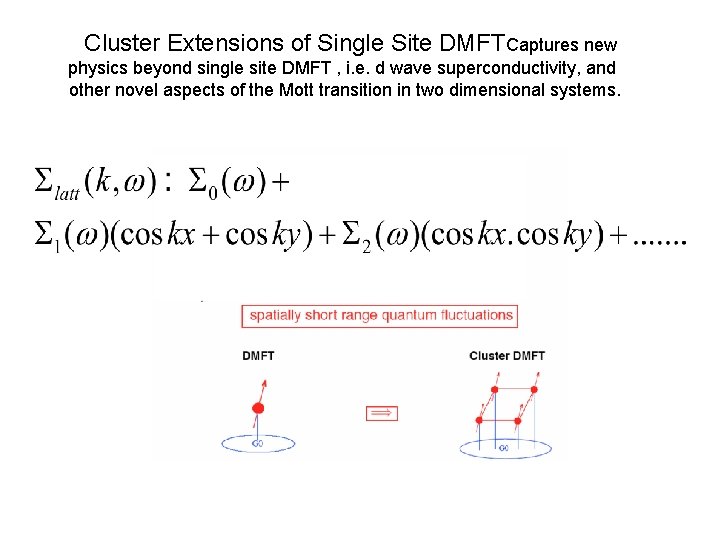 Cluster Extensions of Single Site DMFTCaptures new physics beyond single site DMFT , i.