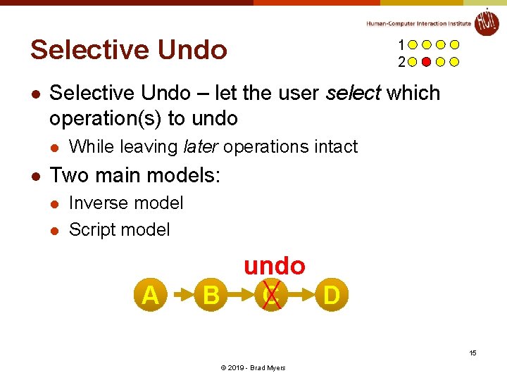 Selective Undo l Selective Undo – let the user select which operation(s) to undo