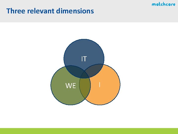 Three relevant dimensions IT WE I 