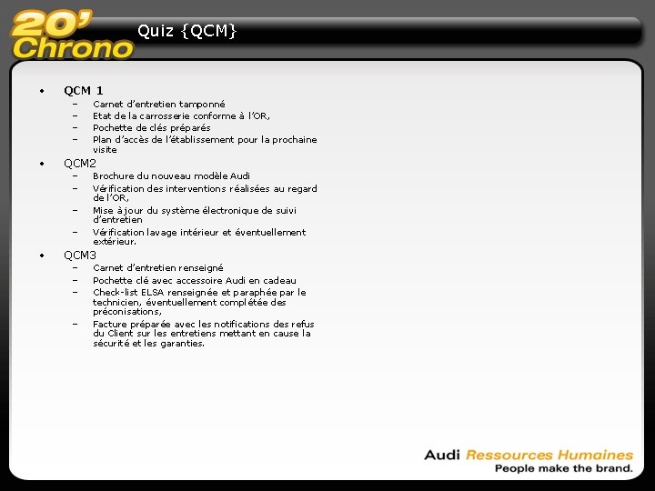 Quiz {QCM} • QCM 1 – – • QCM 2 – – • Carnet