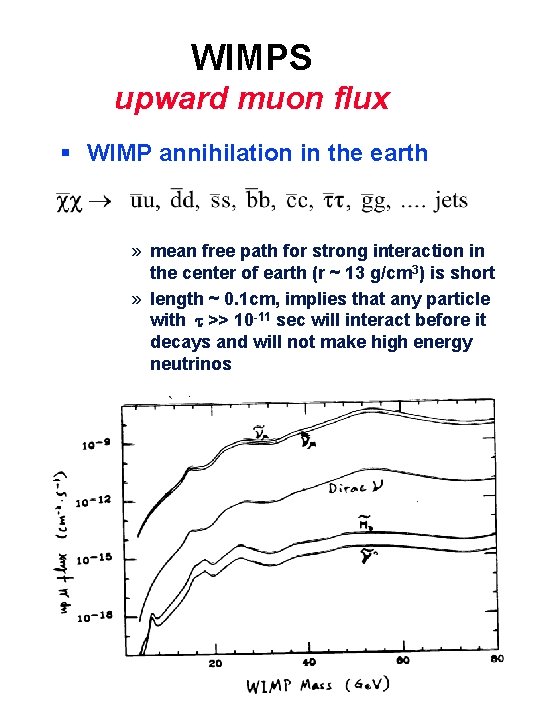 WIMPS upward muon flux § WIMP annihilation in the earth » mean free path