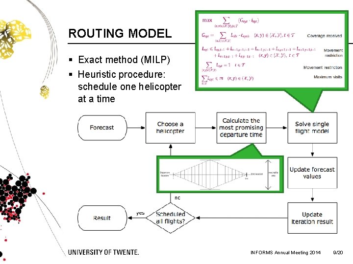 ROUTING MODEL § Exact method (MILP) § Heuristic procedure: schedule one helicopter at a