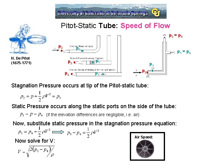 Pitot-Static Tube: Speed of Flow p 2 = p 3 p 2 H. De