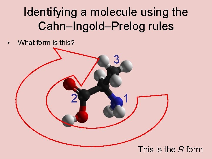 Identifying a molecule using the Cahn–Ingold–Prelog rules • What form is this? 3 2