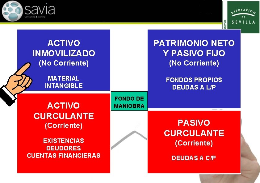 ACTIVO INMOVILIZADO PATRIMONIO NETO Y PASIVO FIJO (No Corriente) MATERIAL INTANGIBLE FONDOS PROPIOS DEUDAS