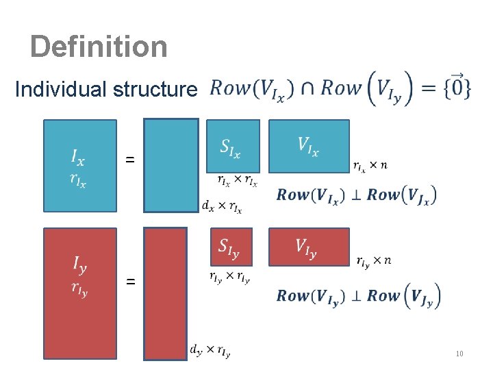 Definition Individual structure = 10 