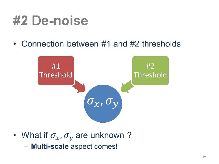#2 De-noise • #1 Threshold #2 Threshold 19 