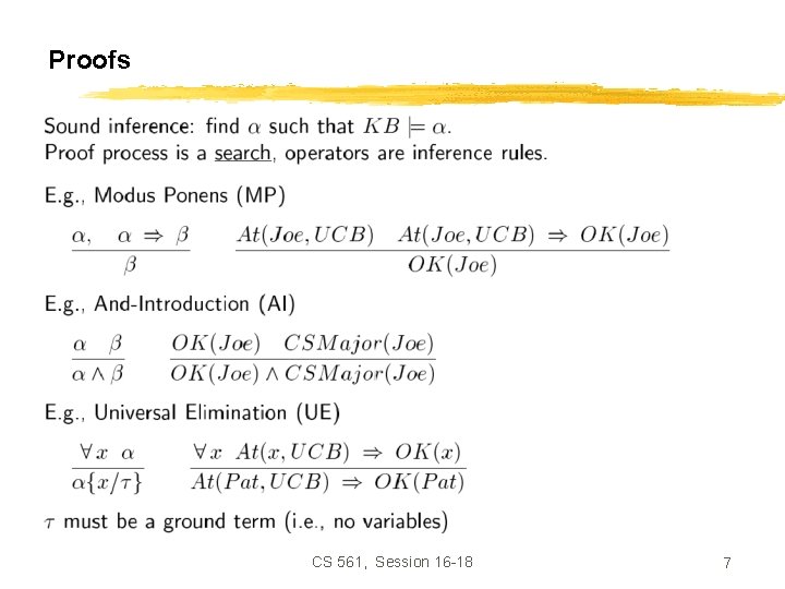 Proofs CS 561, Session 16 -18 7 