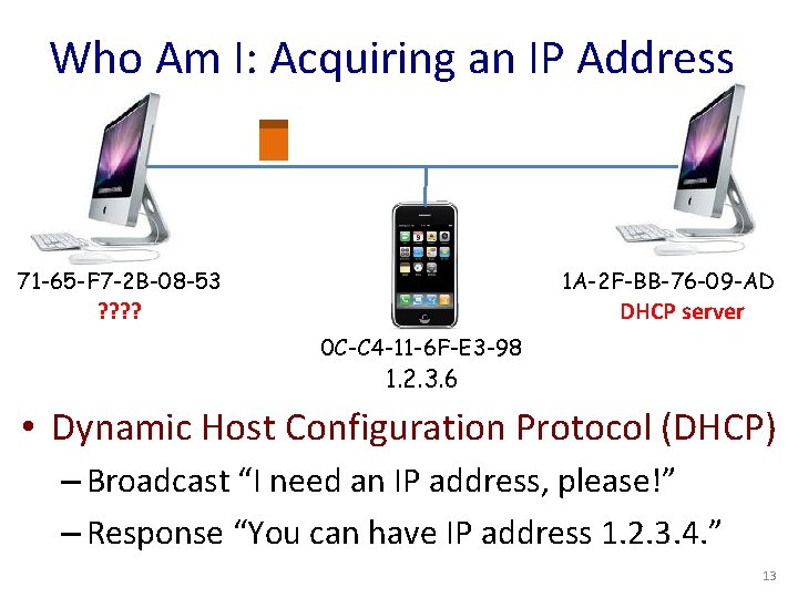 Who Am I: Acquiring an IP Address 71 -65 -F 7 -2 B-08 -53