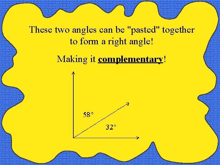 These two angles can be "pasted" together to form a right angle! Making it