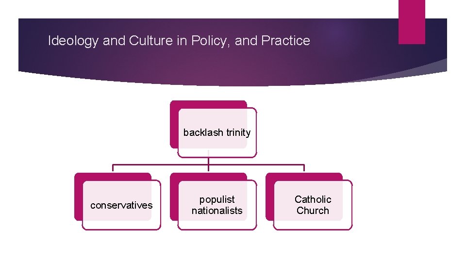 Ideology and Culture in Policy, and Practice backlash trinity conservatives populist nationalists Catholic Church