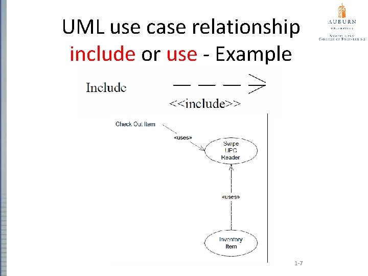 UML use case relationship include or use - Example 1 -7 