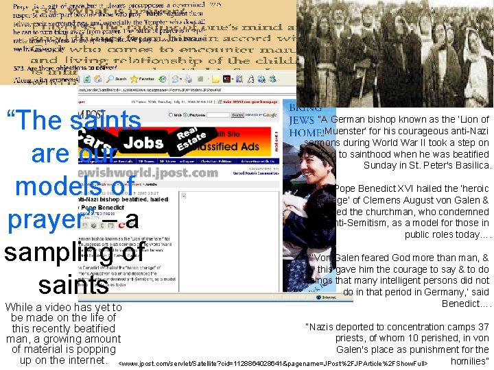 “The saints are our models of prayer” – a sampling of saints “A German