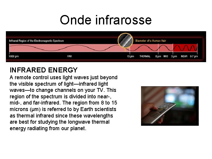 Onde infrarosse INFRARED ENERGY A remote control uses light waves just beyond the visible