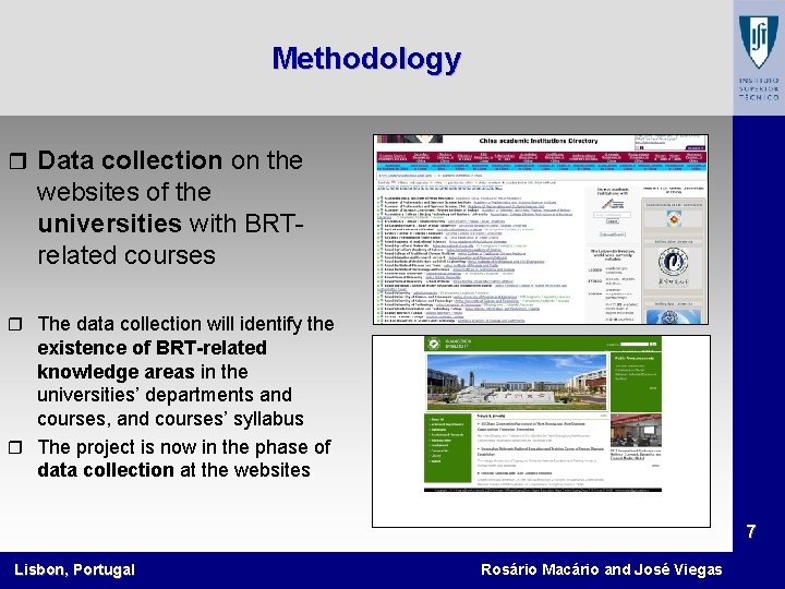 Methodology r Data collection on the websites of the universities with BRTrelated courses r