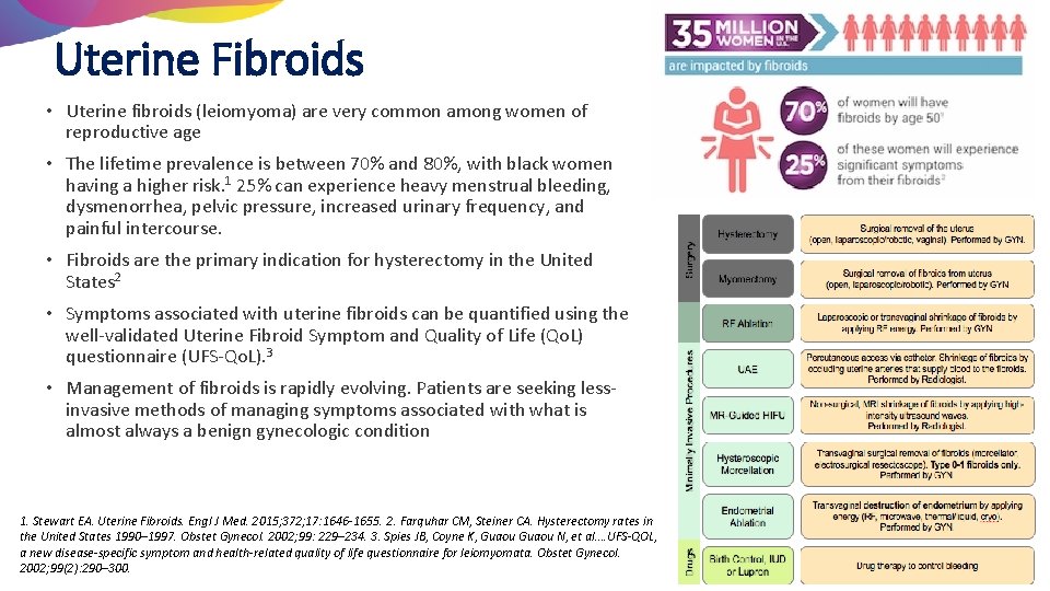 Uterine Fibroids • Uterine fibroids (leiomyoma) are very common among women of reproductive age