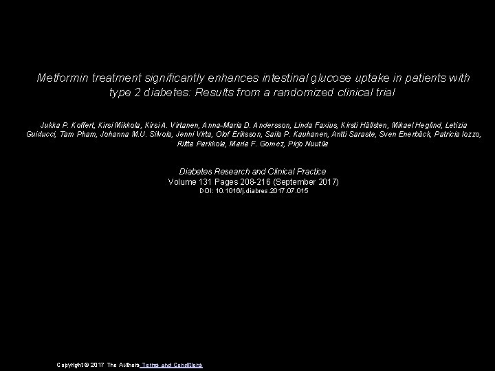 Metformin treatment significantly enhances intestinal glucose uptake in patients with type 2 diabetes: Results