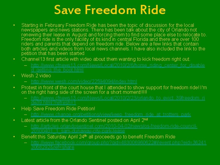 Save Freedom Ride • • Starting in February Freedom Ride has been the topic