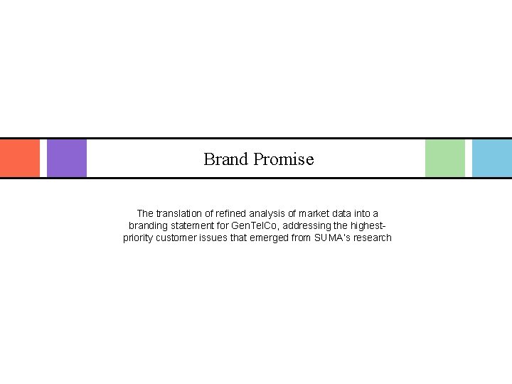 Brand Promise The translation of refined analysis of market data into a branding statement Brand Promise The translation of refined analysis of market data into a branding statement