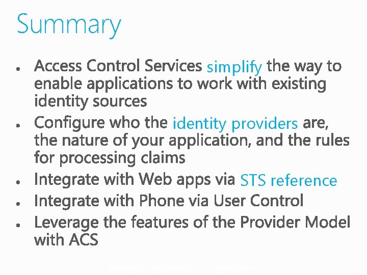 Summary simplify identity providers STS reference 