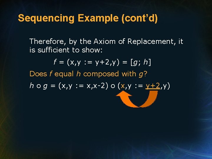 Sequencing Example (cont’d) Therefore, by the Axiom of Replacement, it is sufficient to show: