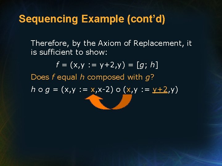 Sequencing Example (cont’d) Therefore, by the Axiom of Replacement, it is sufficient to show: