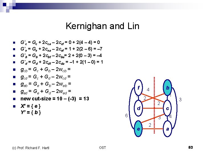 Kernighan and Lin n n G’c = Gc + 2 cca – 2 ccf