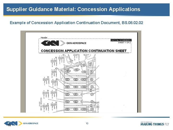 Supplier Guidance Material: Concession Applications Example of Concession Application Continuation Document, BS. 08. 02