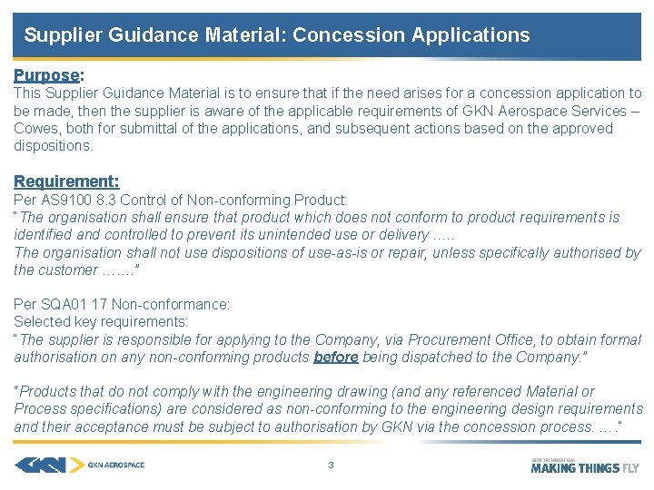 Supplier Guidance Material: Concession Applications Purpose: This Supplier Guidance Material is to ensure that