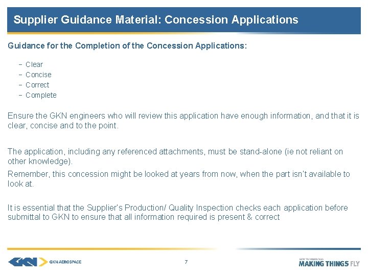 Supplier Guidance Material: Concession Applications Guidance for the Completion of the Concession Applications: −