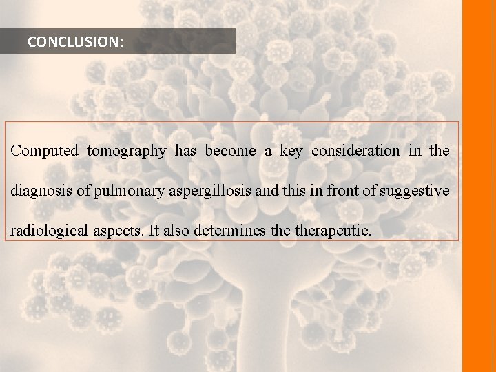  CONCLUSION: Computed tomography has become a key consideration in the diagnosis of pulmonary