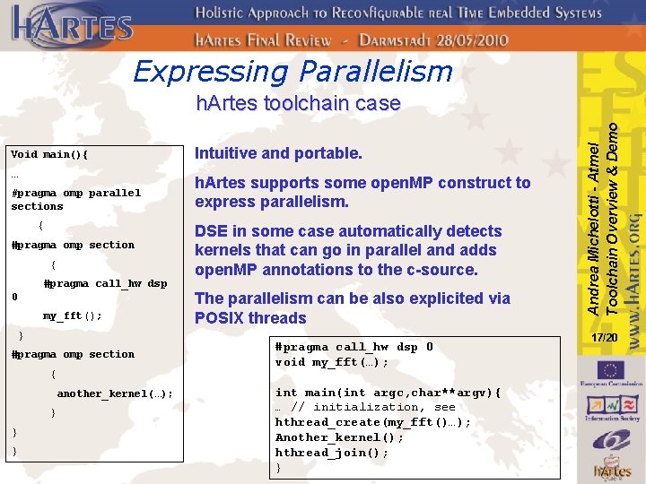 Expressing Parallelism Void main(){ Intuitive and portable. … h. Artes supports some open. MP