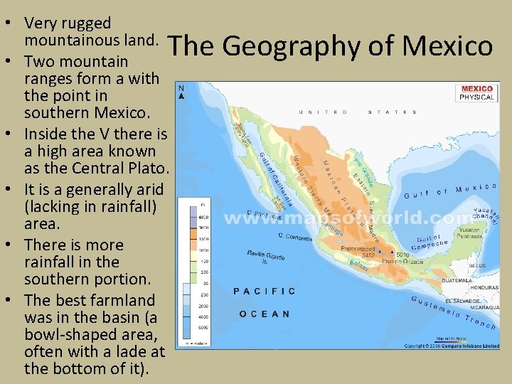 • Very rugged mountainous land. • Two mountain ranges form a with the • Very rugged mountainous land. • Two mountain ranges form a with the