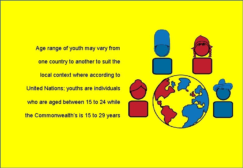 Age range of youth may vary from one country to another to suit the