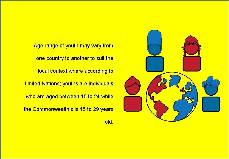 Age range of youth may vary from one country to another to suit the