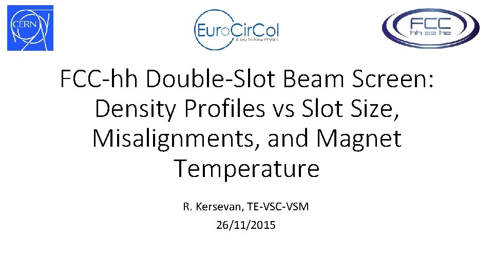 FCC-hh Double-Slot Beam Screen: Density Profiles vs Slot Size, Misalignments, and Magnet Temperature R.