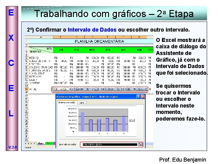 E Trabalhando com gráficos – 2 a Etapa 2º) Confirmar o Intervalo de Dados