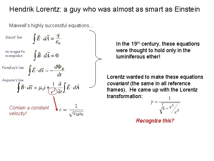 Hendrik Lorentz: a guy who was almost as smart as Einstein Maxwell’s highly successful