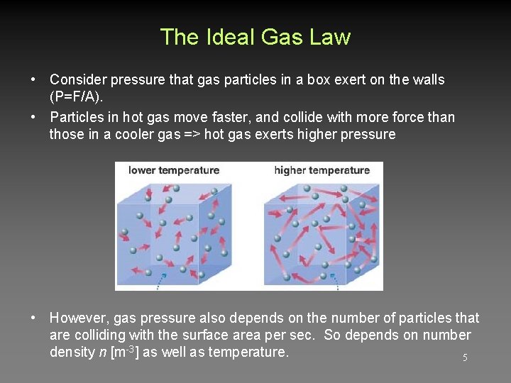 The Ideal Gas Law • Consider pressure that gas particles in a box exert The Ideal Gas Law • Consider pressure that gas particles in a box exert