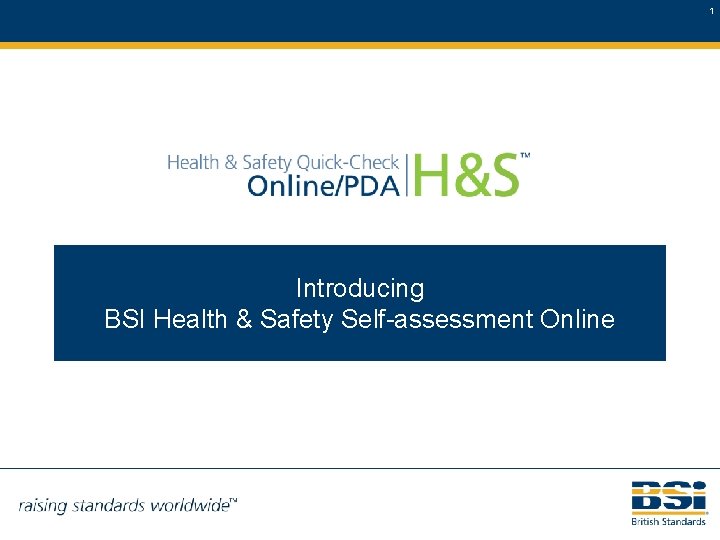 1 Introducing BSI Health & Safety Self-assessment Online 