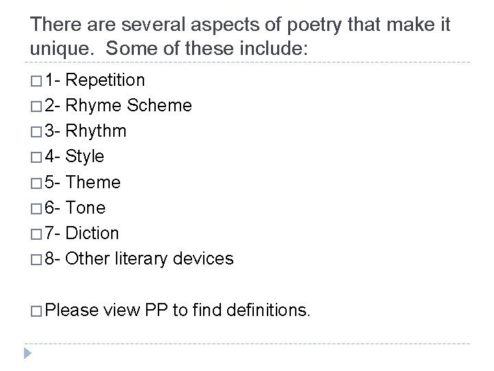 There are several aspects of poetry that make it unique. Some of these include: