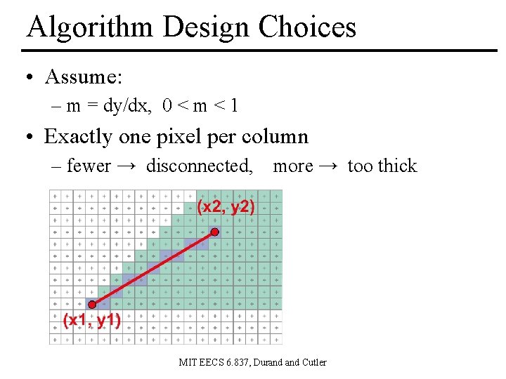 Algorithm Design Choices • Assume: – m = dy/dx, 0 < m < 1