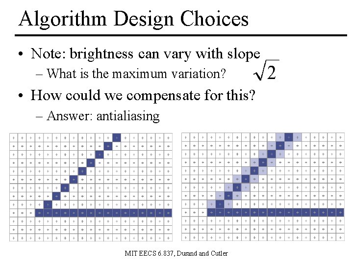 Algorithm Design Choices • Note: brightness can vary with slope – What is the