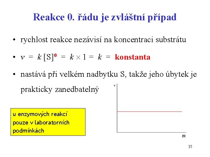 Reakce 0. řádu je zvláštní případ • rychlost reakce nezávisí na koncentraci substrátu •