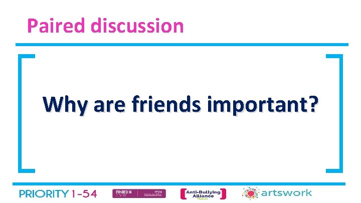 Paired discussion Why are friends important? 